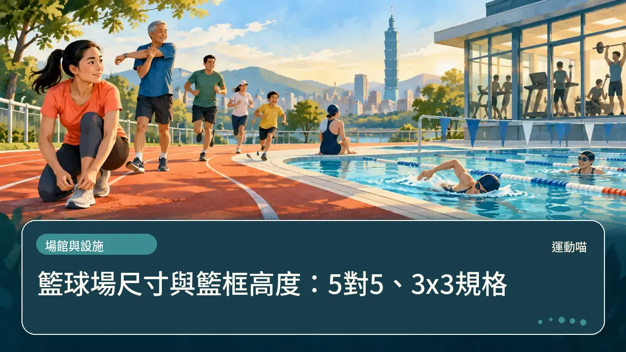 籃球場尺寸與籃框高度:5對5、3x3規格主題插畫