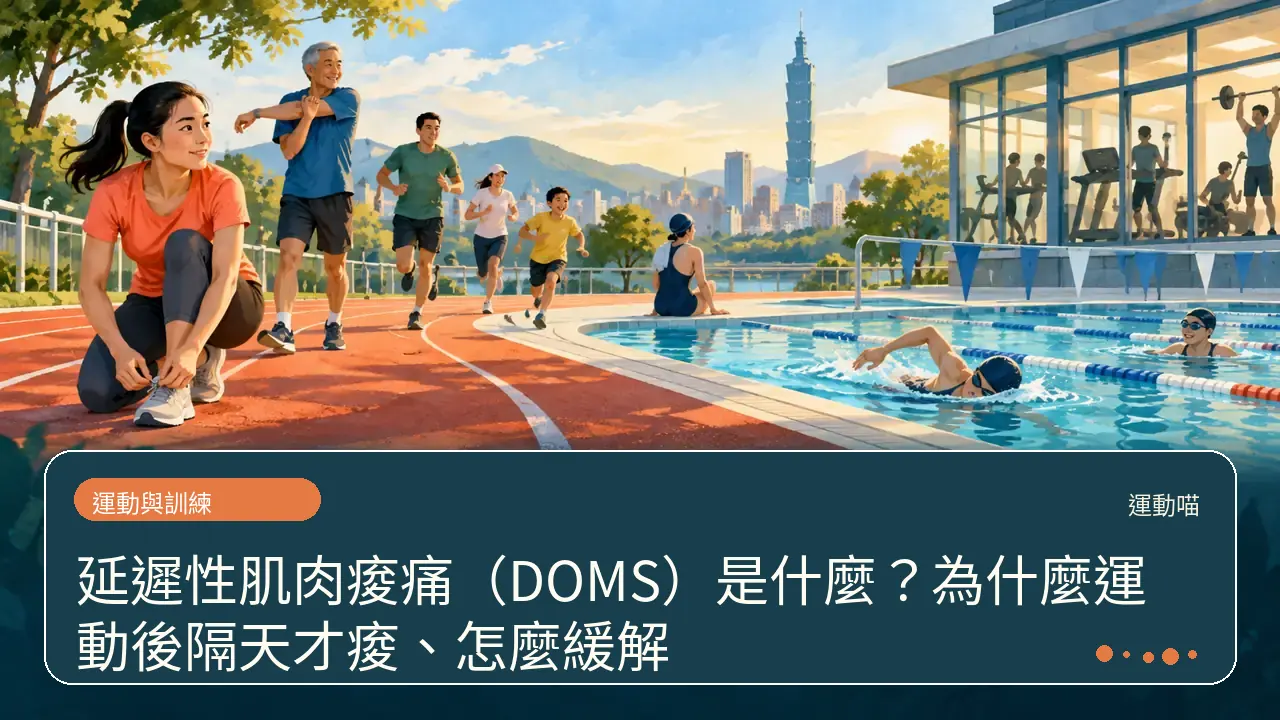 延遲性肌肉痠痛（DOMS）是什麼？為什麼運動後隔天才痠、怎麼緩解主題插畫