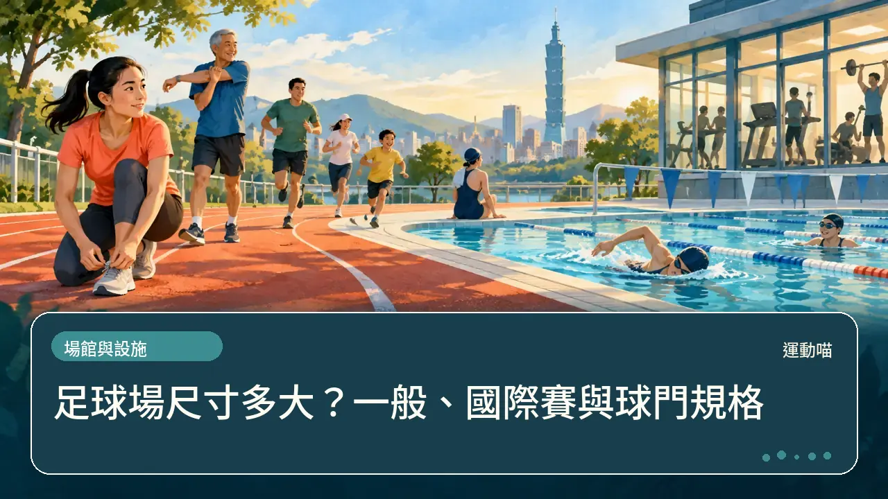 足球場尺寸多大?一般、國際賽與球門規格主題插畫