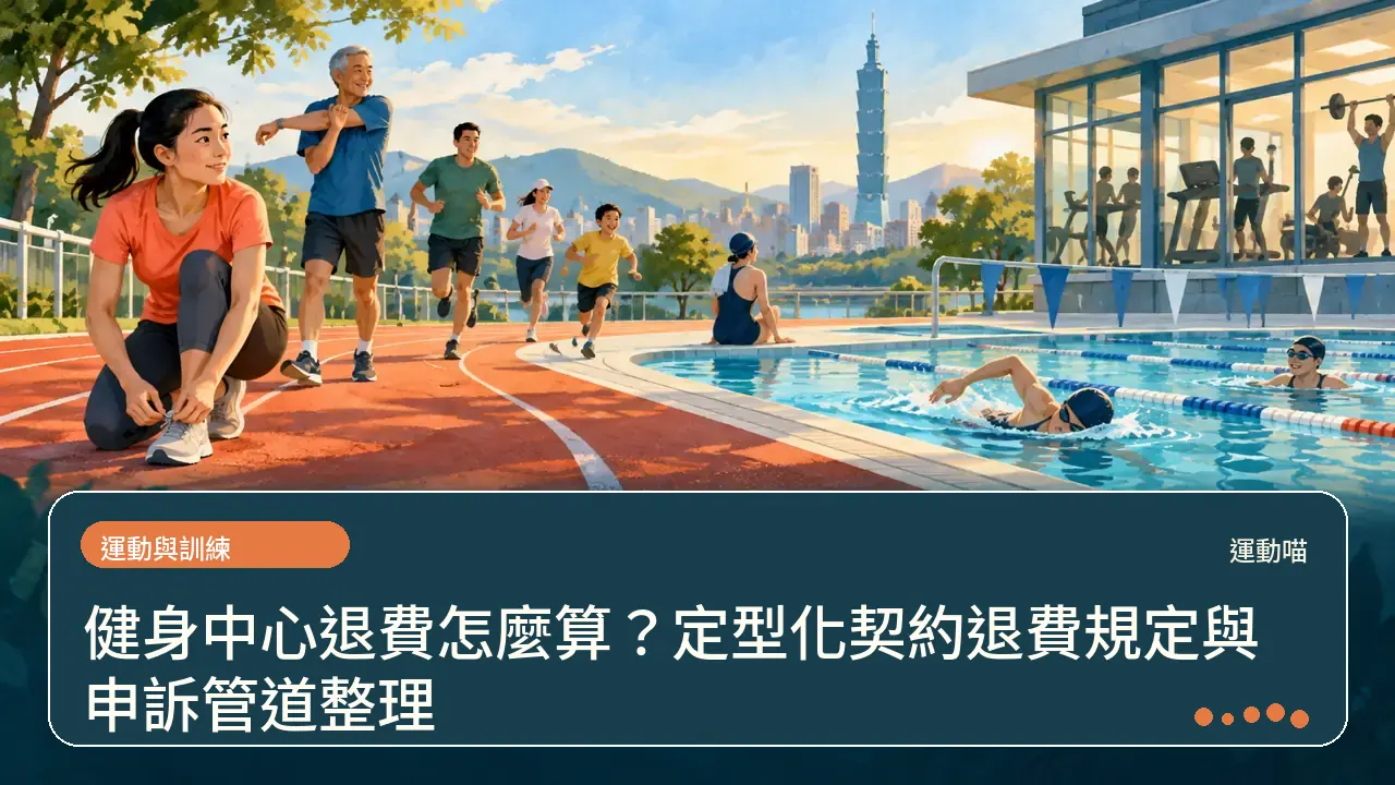 健身中心退費怎麼算?定型化契約退費規定與申訴管道整理主題插畫