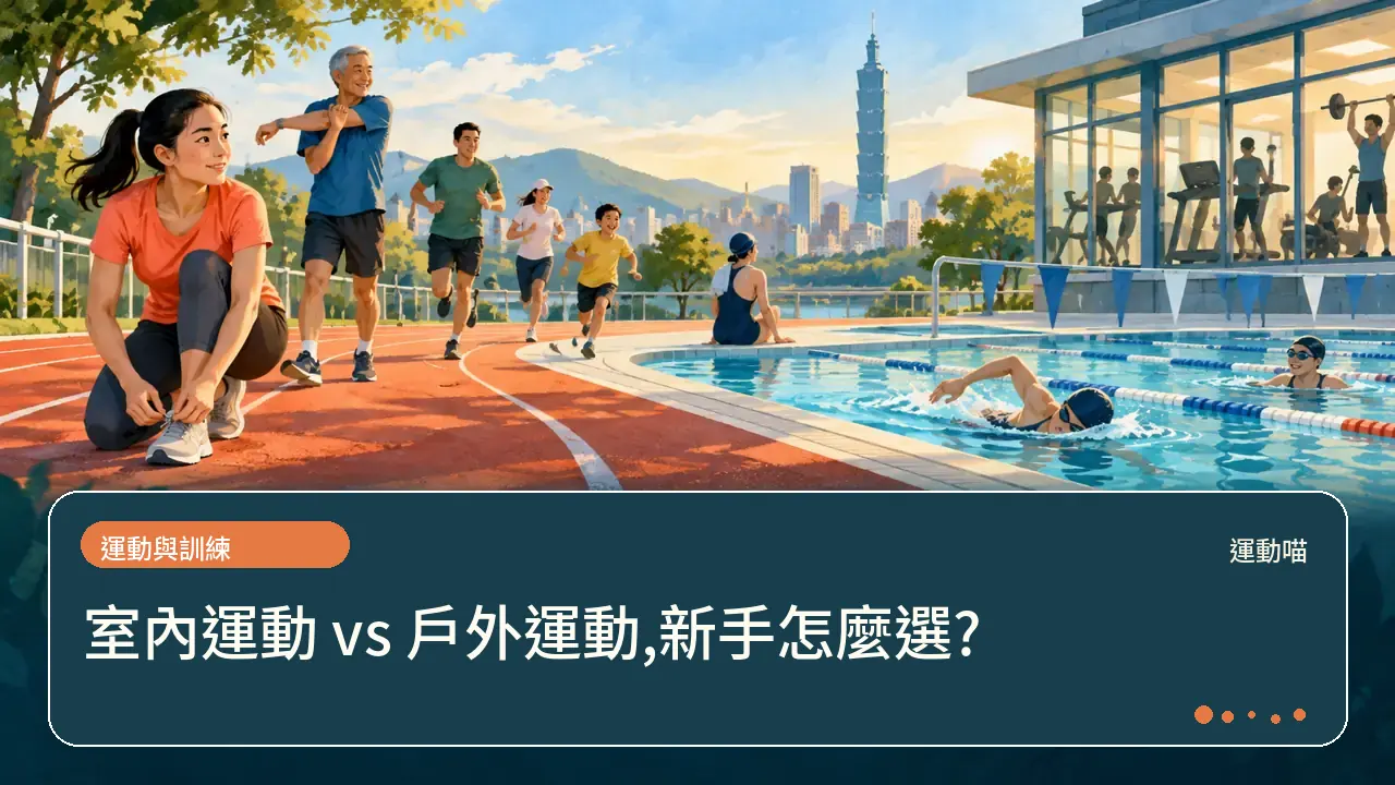 室內運動 vs 戶外運動,新手怎麼選?主題插畫