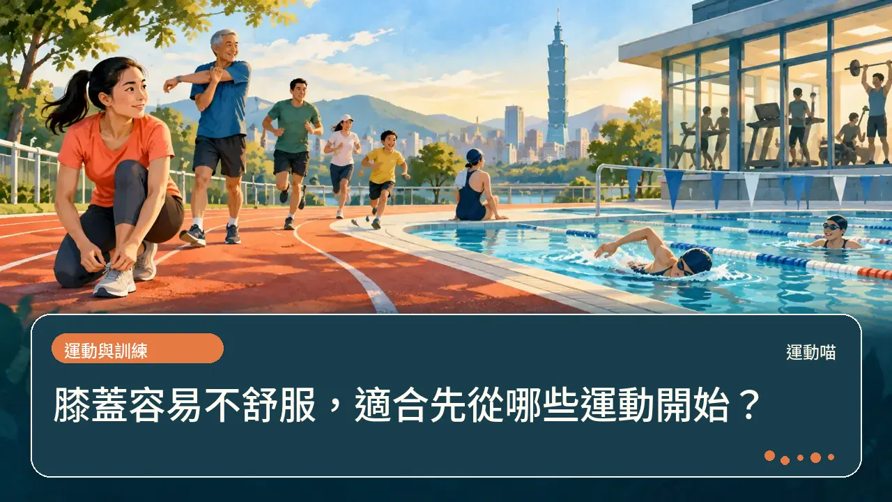 膝蓋容易不舒服,適合先從哪些運動開始?主題插畫