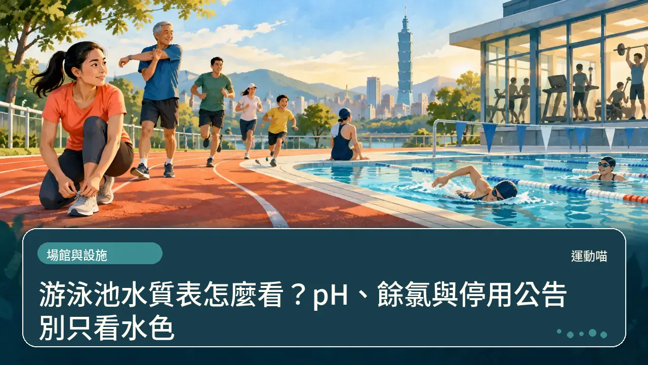游泳池水質表怎麼看?pH、餘氯與停用公告別只看水色主題插畫