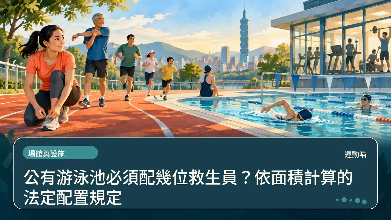 公有游泳池必須配幾位救生員?依面積計算的法定配置規定主題插畫