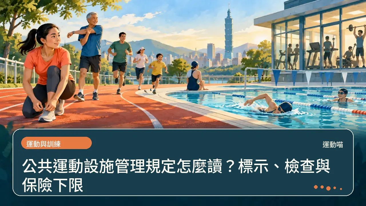 公共運動設施管理規定怎麼讀?標示、檢查與保險下限主題插畫