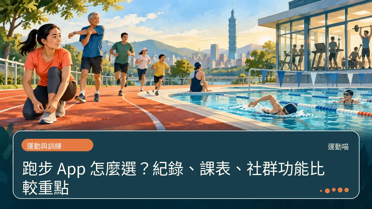 跑步 App 怎麼選？紀錄、課表、社群功能比較重點主題插畫