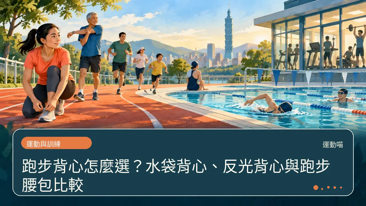 跑步背心怎麼選?水袋背心、反光背心與跑步腰包比較主題插畫