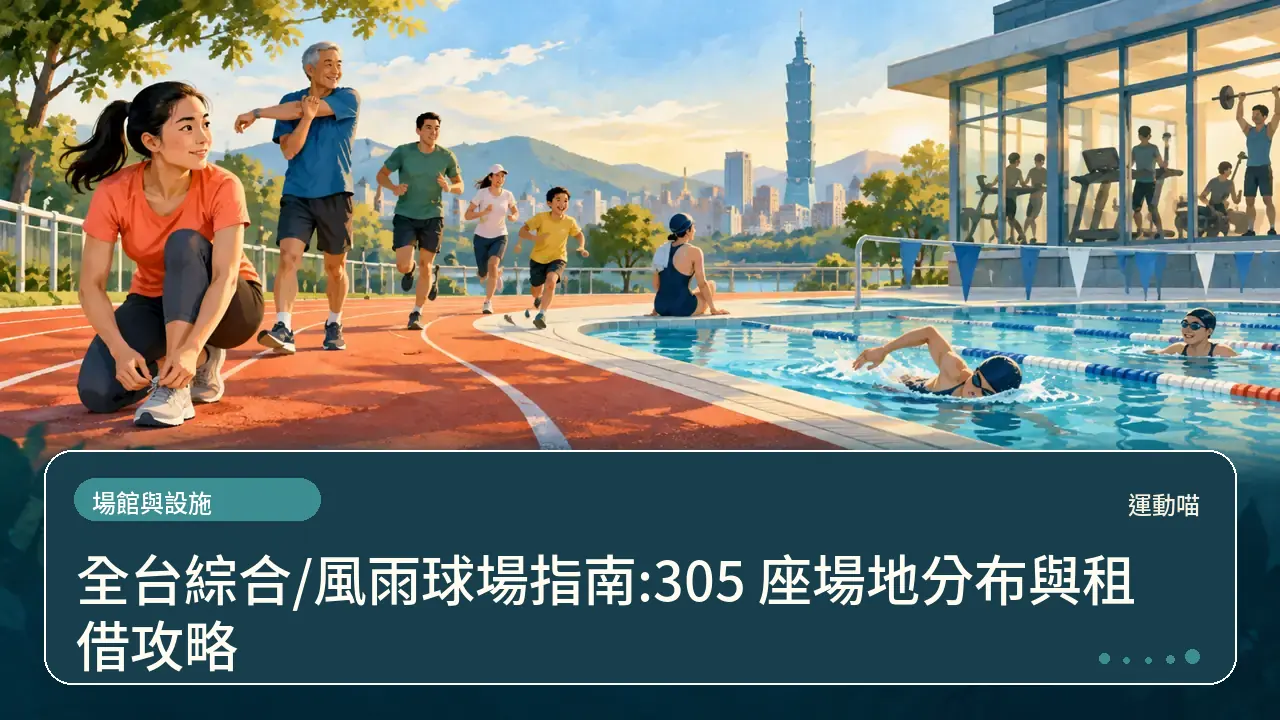 全台綜合/風雨球場指南:305 座場地分布與租借攻略主題插畫