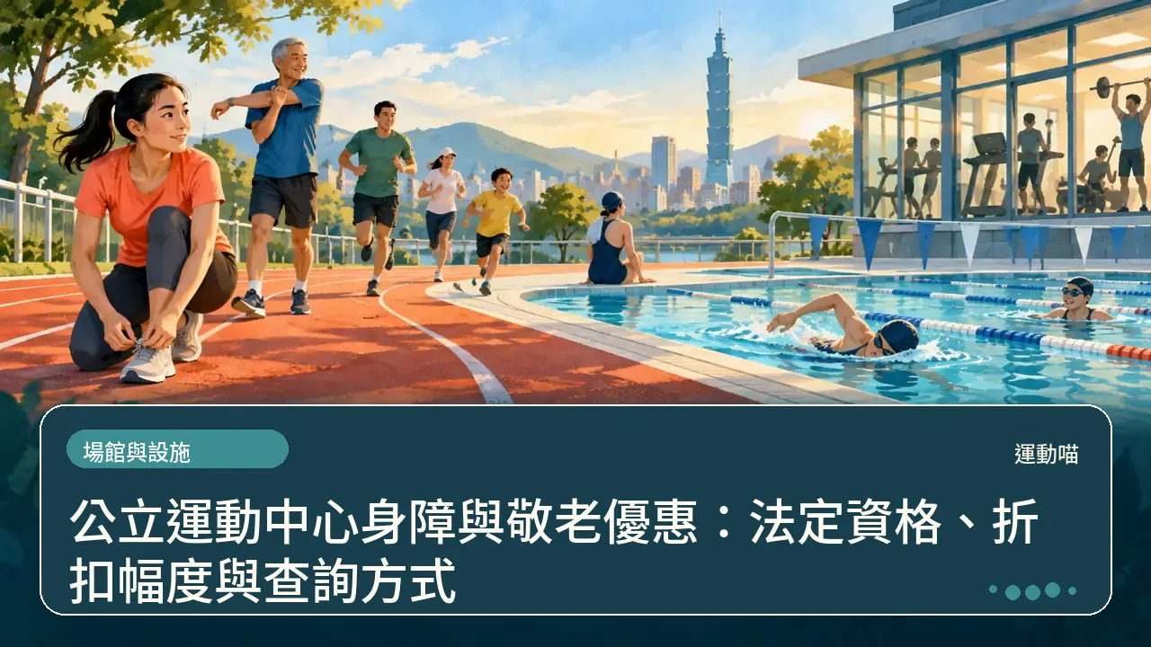 公立運動中心身障與敬老優惠：法定資格、折扣幅度與查詢方式主題插畫