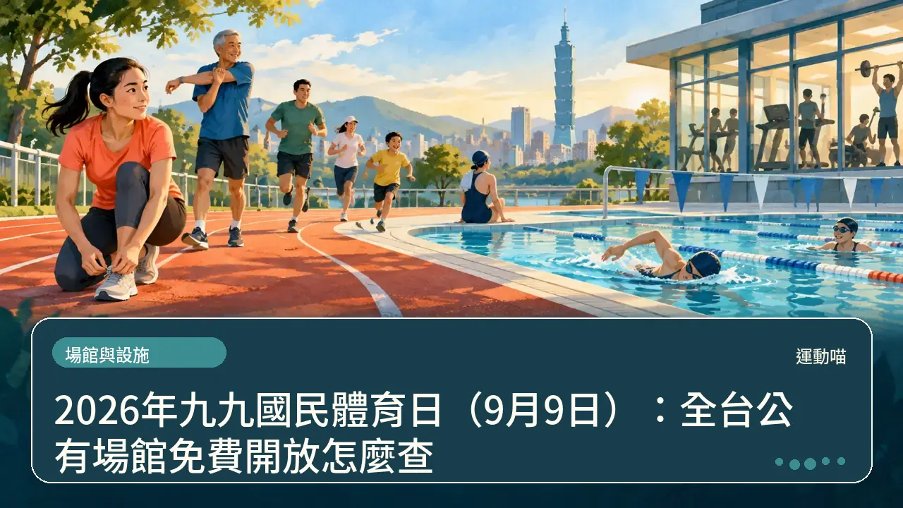 2026年九九國民體育日(9月9日):全台公有場館免費開放怎麼查主題插畫