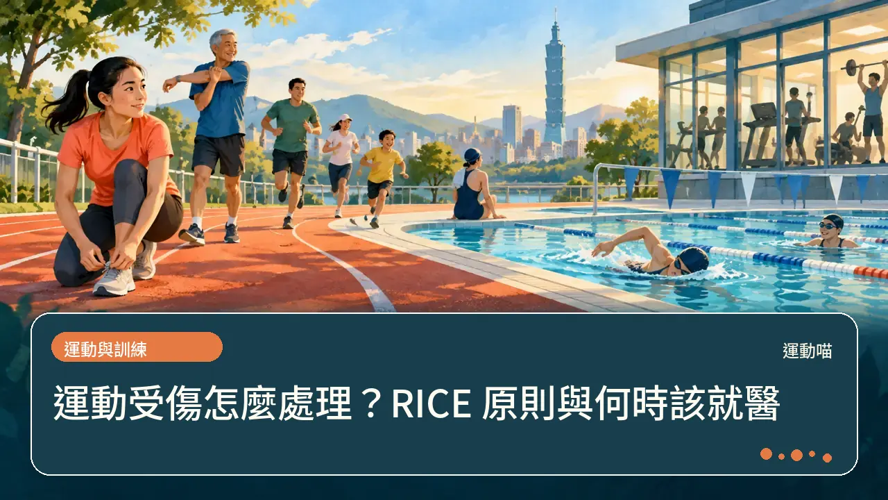 運動受傷怎麼處理?RICE 原則與何時該就醫主題插畫