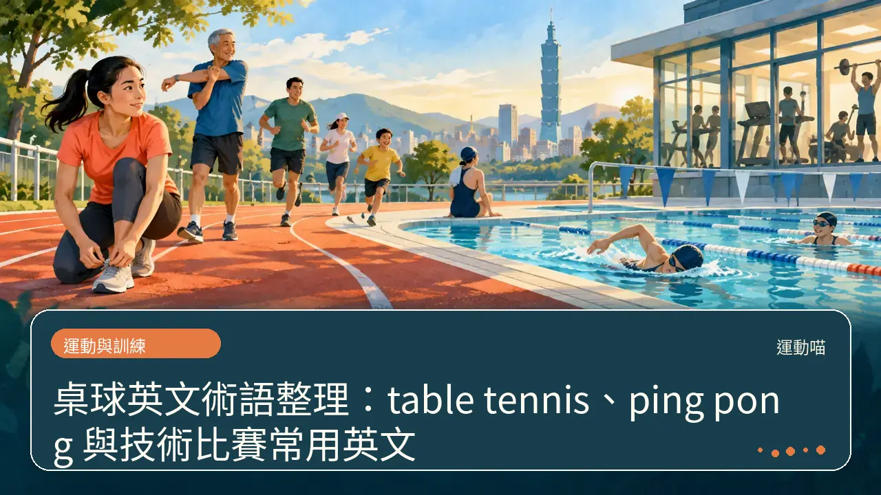 桌球英文術語整理:table tennis、ping pong 與技術比賽常用英文主題插畫