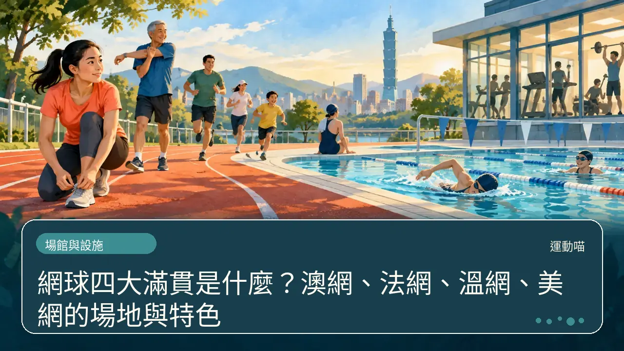 網球四大滿貫是什麼?澳網、法網、溫網、美網的場地與特色主題插畫