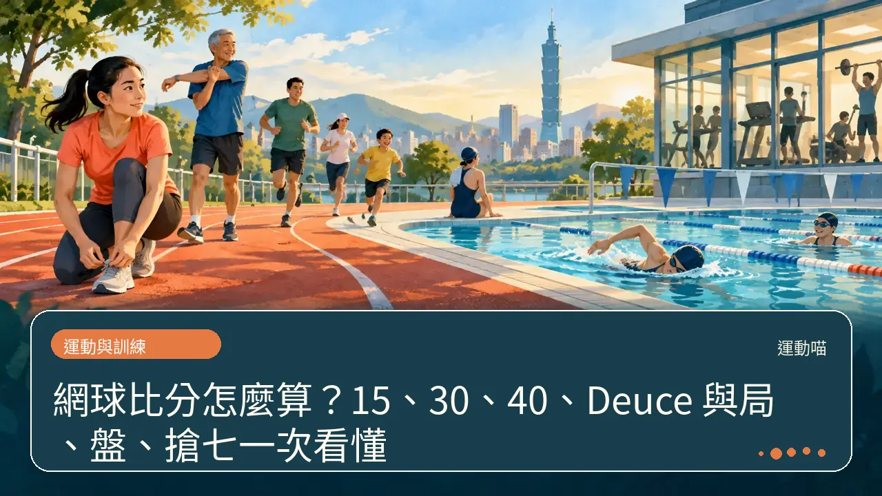 網球比分怎麼算？15、30、40、Deuce 與局、盤、搶七一次看懂主題插畫