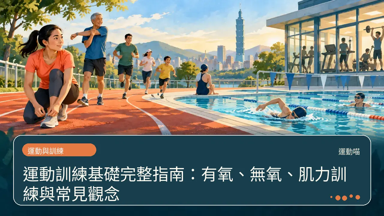 運動訓練基礎完整指南:有氧、無氧、肌力訓練與常見觀念主題插畫