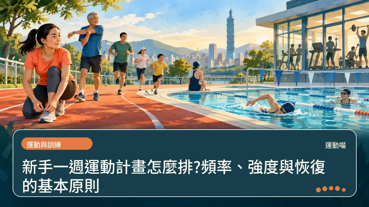 新手一週運動計畫怎麼排?頻率、強度與恢復的基本原則主題插畫