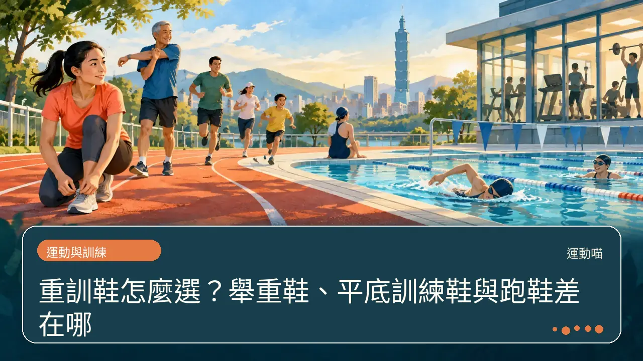重訓鞋怎麼選？舉重鞋、平底訓練鞋與跑鞋差在哪主題插畫